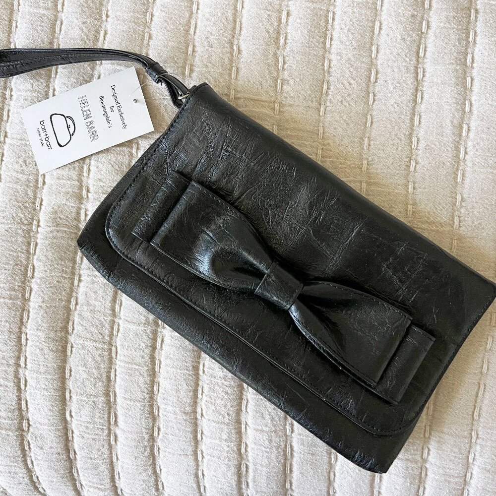 Barr+Barr for Bloomingdale's Small Clutch Bag with Bow in Black Leather